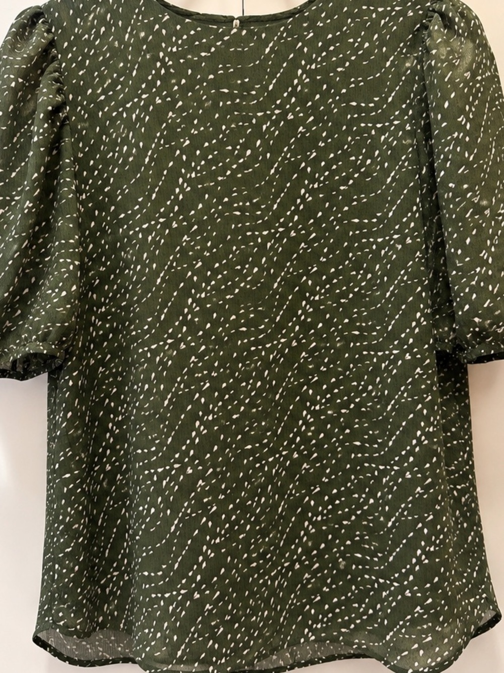 RW&CO. Olive Green Printed Puff-Sleeve Blouse